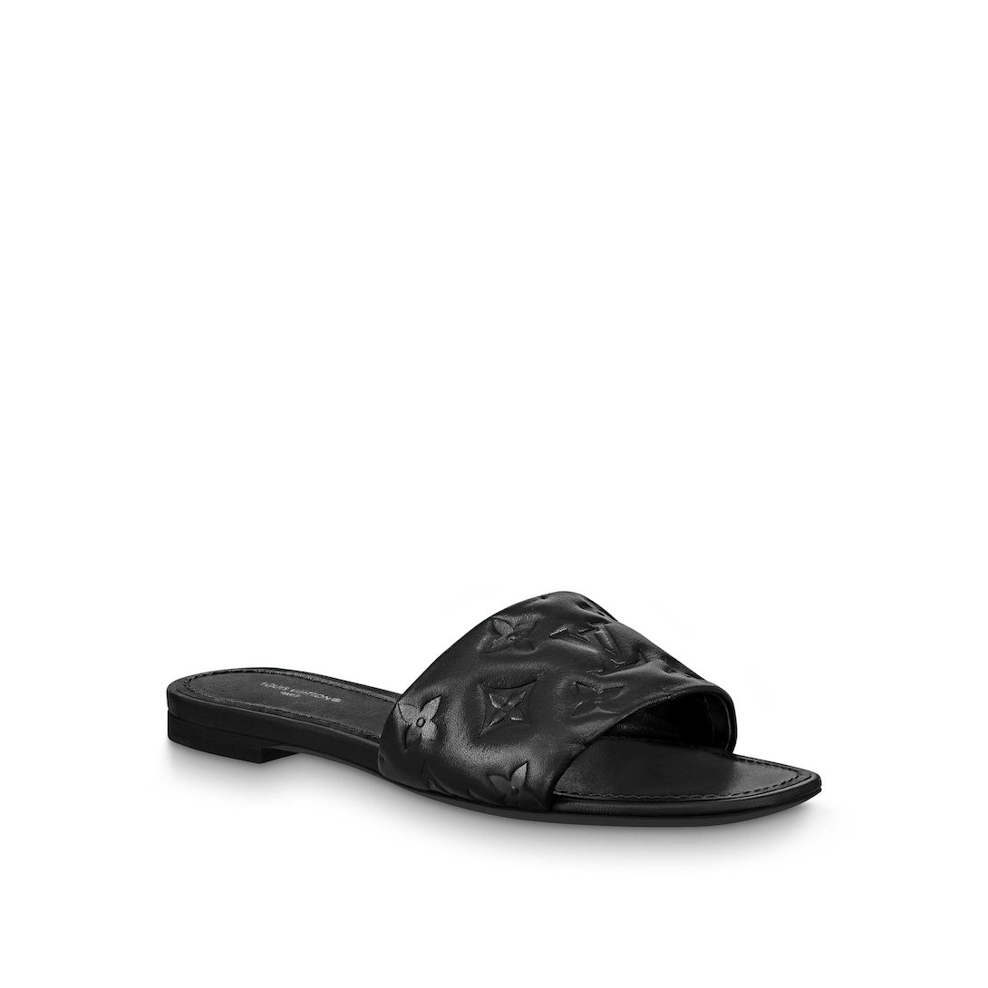 Black flat mule discount slides